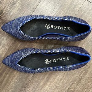 Rothy’s retired The Point flat, Bright Blue Birdseye with orange soles, 9.5